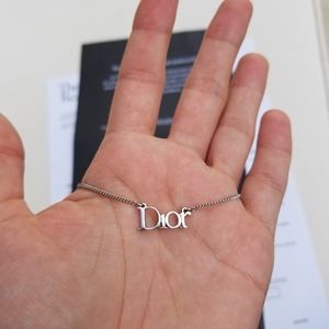 Vintage Silver Dior Logo Necklace